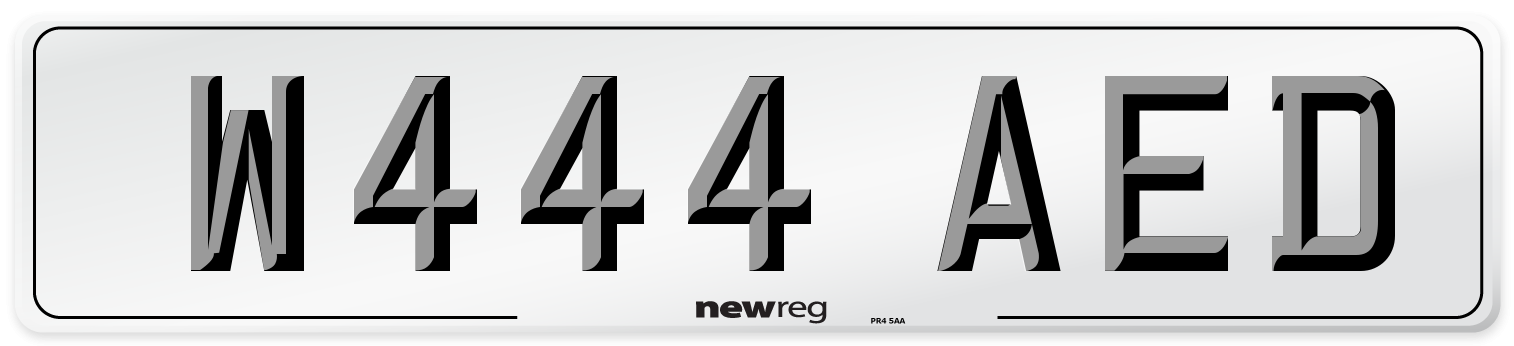 W444 AED Number Plate from New Reg